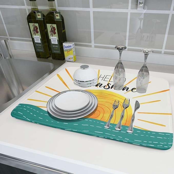 Summer Seaside Sunset over Sea Dish Drying Mat - Image 6