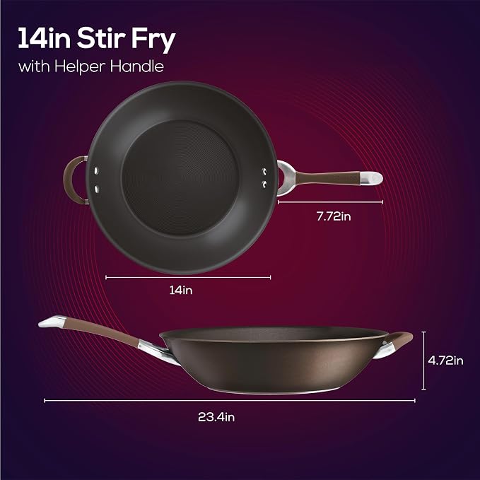 Circulon Symmetry Hard Anodized Nonstick Stir Fry / Wok Pan - Image 3