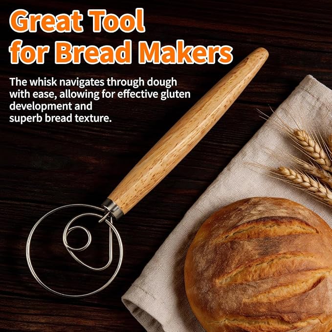 Polly Online Dough Whisk, Wooden Handle Danish Sourdough Whisk - Image 8