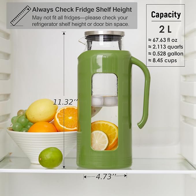 Delove Glass Pitcher with Lid & Shatterproof Shell – Heat-Resistant - Image 6