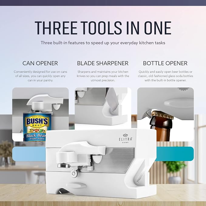 Elitra Home 3 in 1 Under the Cabinet Electric Can Opener, Blade Sharpener - Image 5