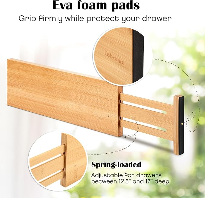 Fabsome Dresser Drawer Organizers 6 Pack, 4.65'' High Adjustable from 12.5-17‘’ - Image 6