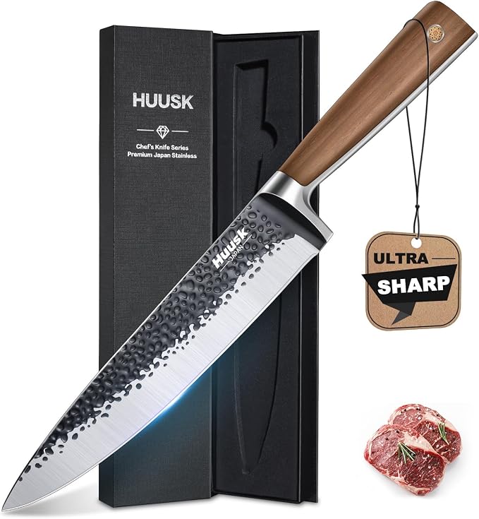 Huusk Japanese Chef Knife 8 Inch Gyuto Kitchen Knife Hand Forged Sushi Knives by HuuskKnife