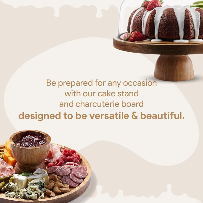 HOMESPHERE Acacia Wood Cake Stand - Image 5