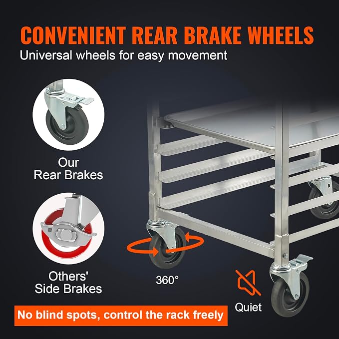 VEVOR 10-Tier Bun Pan Rack, Aluminum Racking Trolley Storage - Image 4