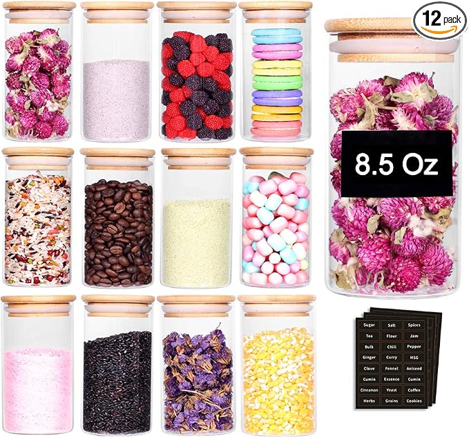 Tzerotone 12 Pcs Glass Spice Jars by Tzerotone