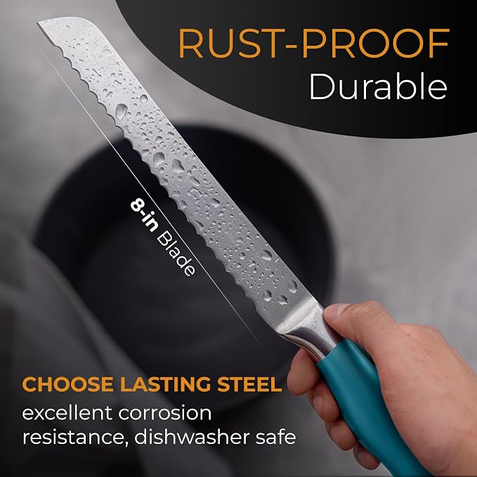 Orblue Serrated Bread Knife Ultra-Sharp Stainless Steel Professional Grade - Image 5