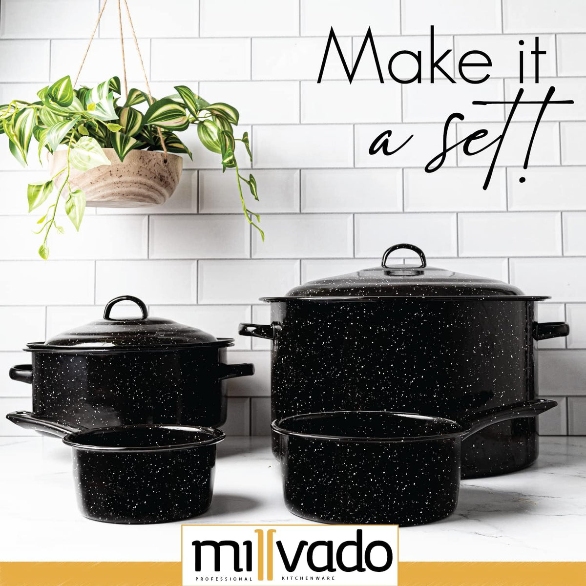 Millvado Granite 5 Qt Stockpot, Nonstick Soup Pot With Lid, Speckled