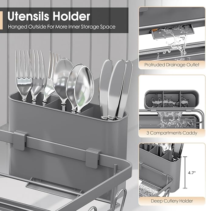 Urackify Dish Drying Rack for Kitchen Counter, Sink Dish Rack - Image 5