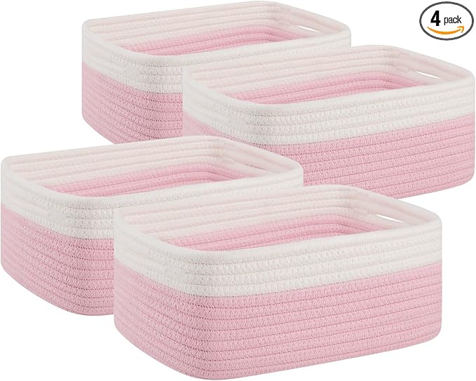 OIAHOMY 4 Pack Storage Baskets for Organizing, Small Bins for Shelves, Cute by MasterofSpaceOptimization
