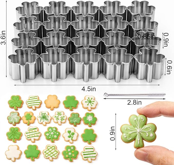 AIERSA Mini Shamrock Cookie Cutter, St Patricks Day Cookie Cutters, 1 Inch Tiny - Image 2
