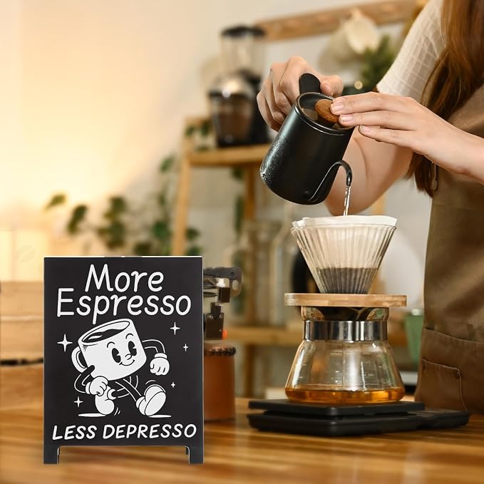 Coffee Signs for Coffee Station More Espresso Less Depresso Inspirational - Image 3