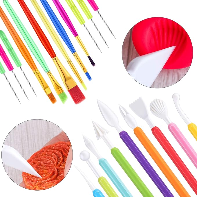 21 Pieces Cookie Decorating Tools Set Include Cake Decoration Brushes Sugar - Image 5