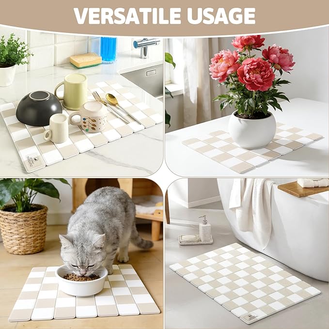 Yamaziot Stone Drying Mat for Kitchen Counter, Quick-Dry Diatomaceous Earth Mat - Image 8