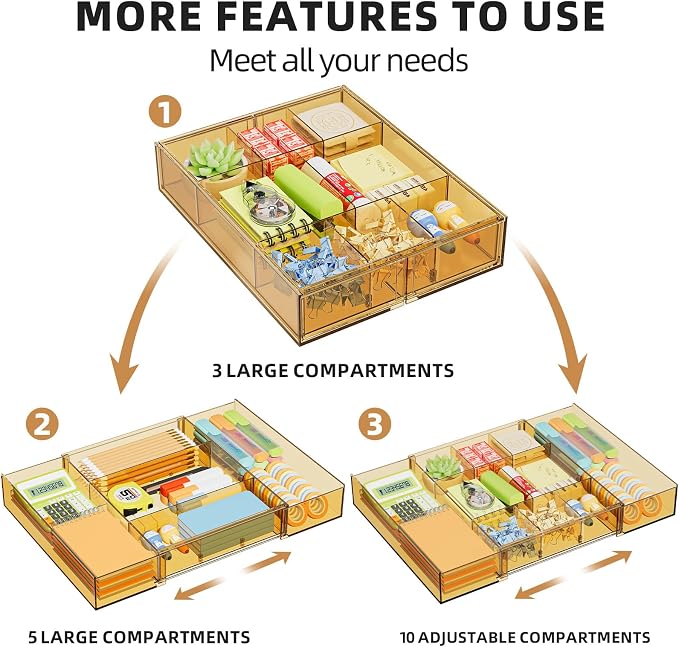 Marbrasse Expandable Desk Drawer Organizer, Desk Organizers and Accessories - Image 4