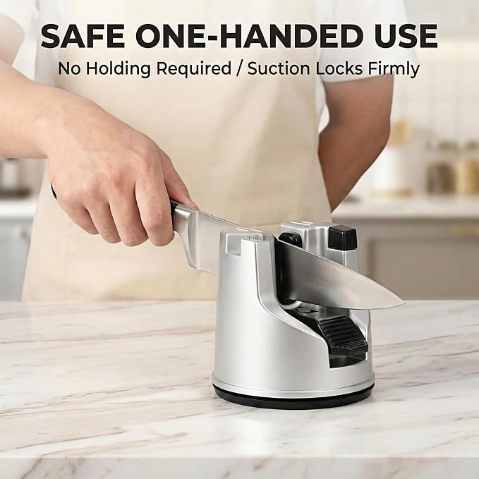 Knife Sharpener for Kitchen Knives, 3-Stage Suction Cup Sharpening Tool for - Image 2