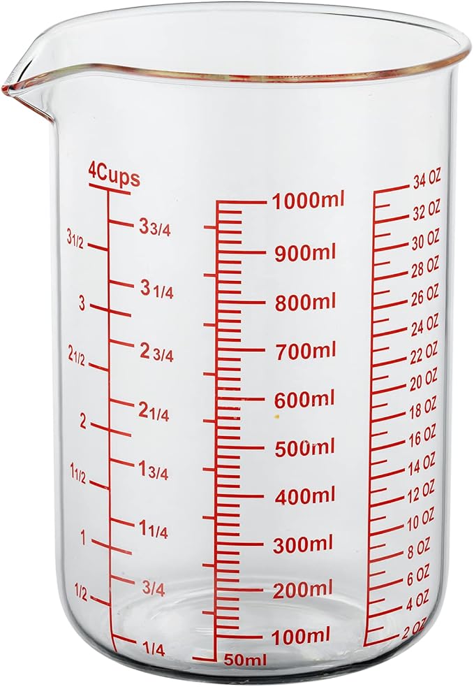 High Borosilicate Glass Measuring Cup-V-Shaped Spout，Glass Measuring Beaker by AckersBORO33