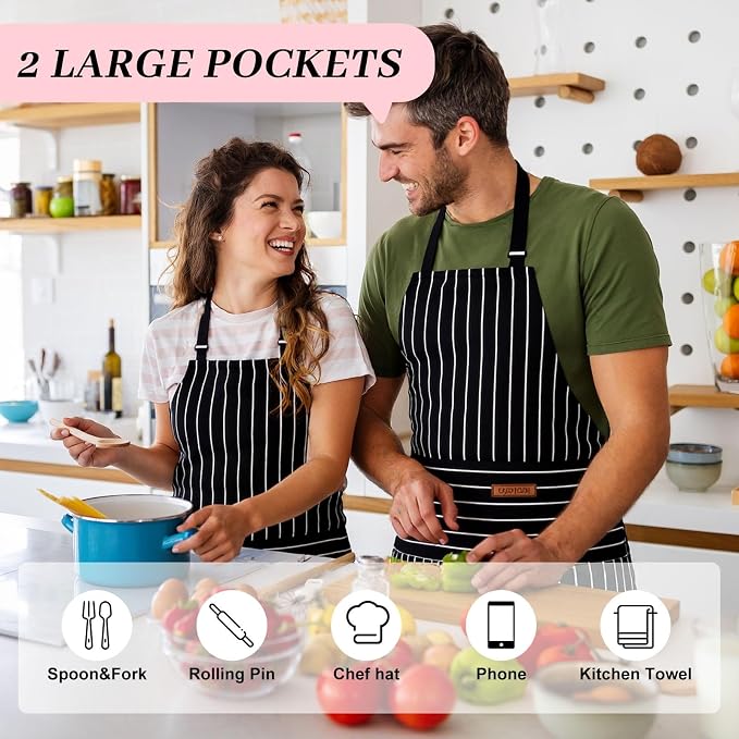 2Pack Adjustable Kitchen Apron for Women Men - Image 2