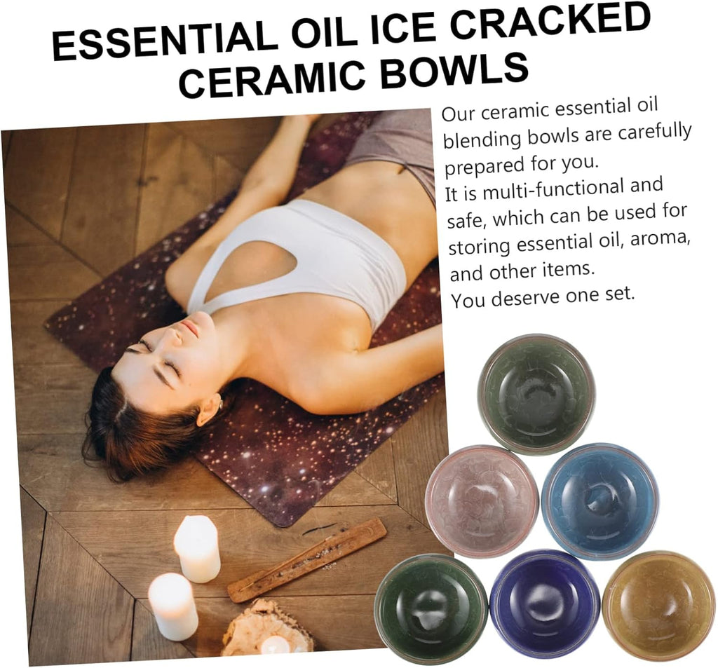 6Pcs Ice Cracked Ceramic Essential Oil Mixing Bowls for Spa