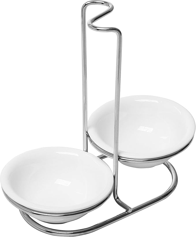 MyGift Set of 2 Ceramic Spoon Rest, Upright Ladle Holder Ceramic Dish by MyGiftHome