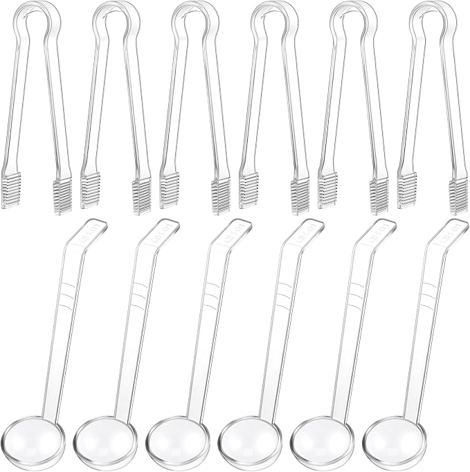 12 Pieces Plastic Serving Utensils Set Including 6 Pcs 1 oz Small Ladle and 6 by Domensi