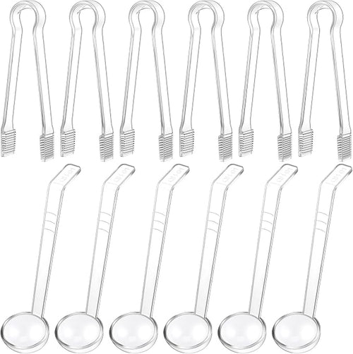 12 Pieces Plastic Serving Utensils Set Including 6 Pcs 1 oz Small Ladle and 6 by Domensi