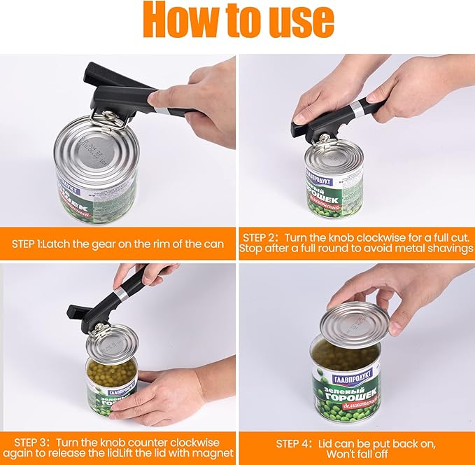 2 in 1 Safety Can Opener Manual Smooth Edge & Bottle Opener, - Image 6