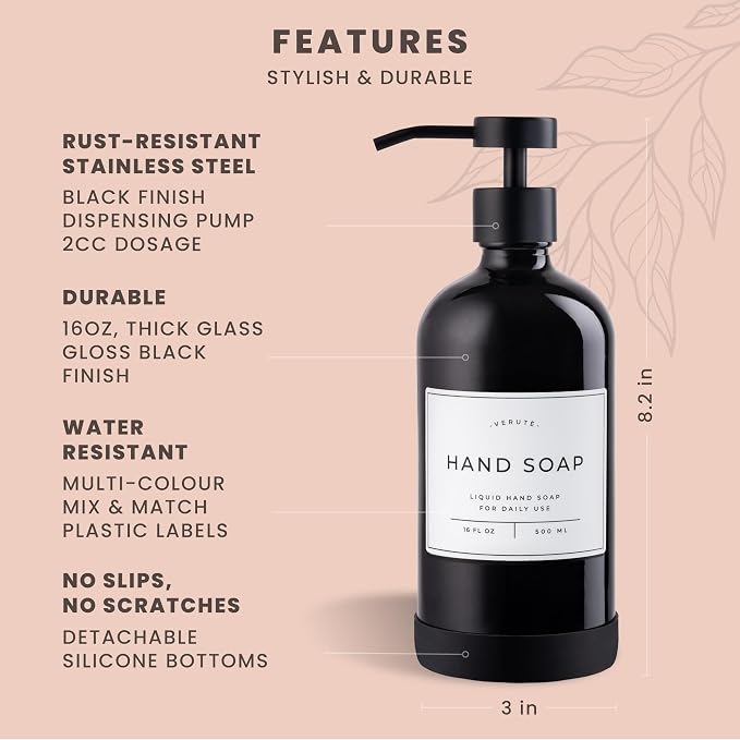 Hand and Dish Soap Dispenser for Kitchen and Bathroom, Stainless Steel Pumps - Image 6