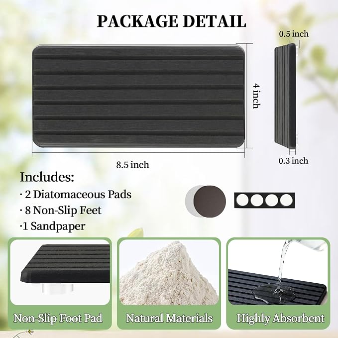 2 PCS Water Absorbing Diatomite Coasters, Stone Drying Mat - Image 2