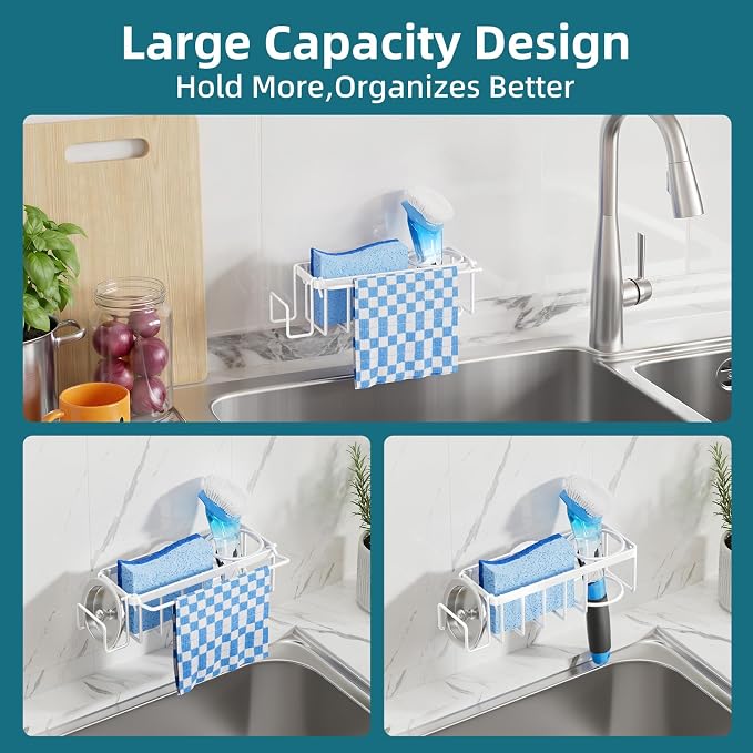TAILI 4-in-1 Sink Caddy with Strong Suction Cup, Sponge Holder - Image 6