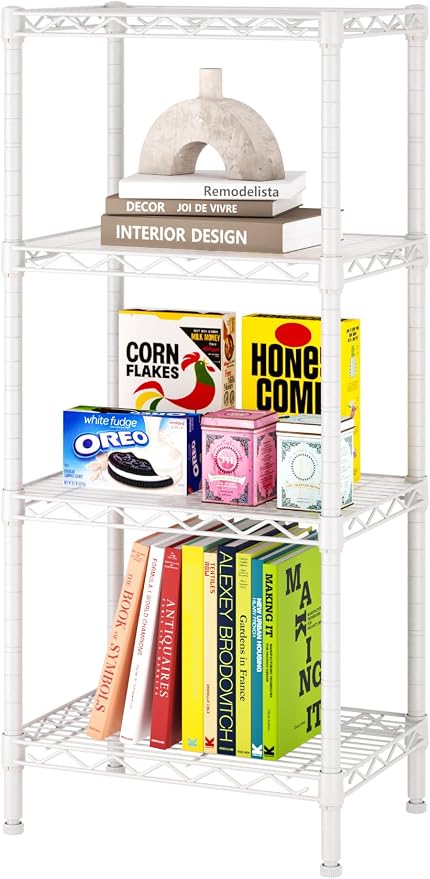 SINGAYE 4 Small Shelves Storage Shelf Wire Shelving Unit Metal Shelf Adjustable by SINGAYE