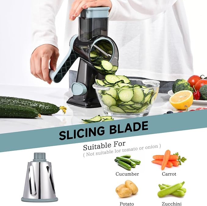Rotary Cheese Grater with Handle Kitchen Shredder Slicer Grater Slicer Ice - Image 4