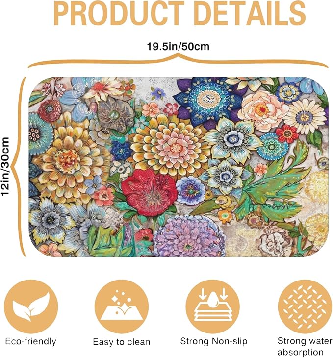 Kitchen Countertop Dish Drying Mat, Super Absorbent Coffee Bar Mat - Image 5