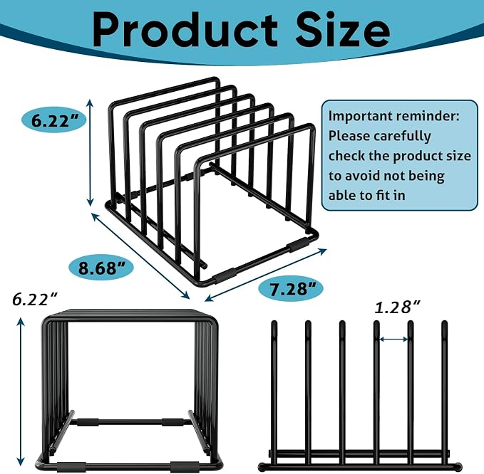 2-Pack Cutting Board Organizer, 5-Slot Steel Kitchen Storage Rack - Image 3