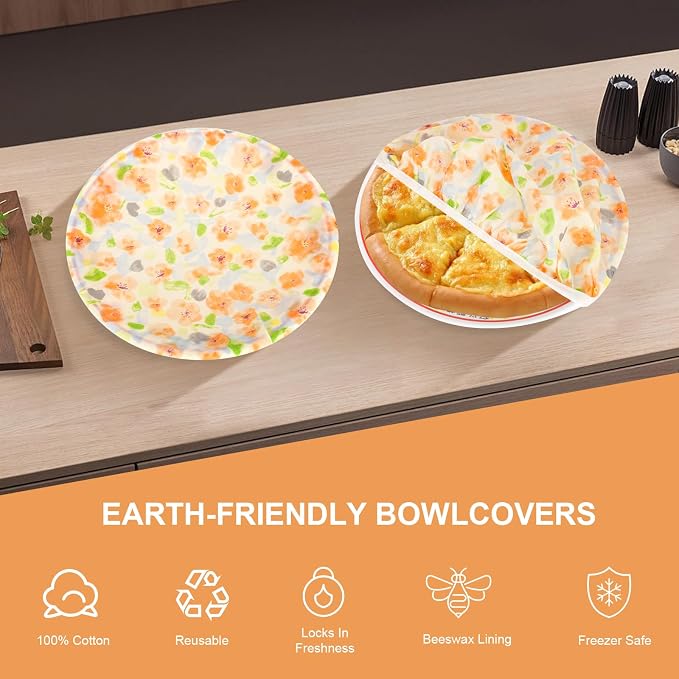 Reusable Bowl Covers for Bread Proofing（2 Large）- Cotton Beeswax Bowl Covers - Image 3