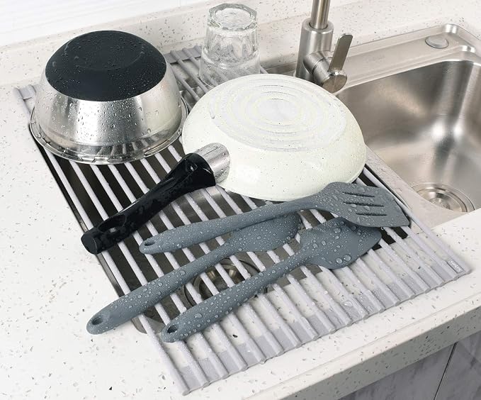 Surpahs 17.5 x 13.1 Inch Roll-Up Dish Drying Rack, Fits Across Sink Openings up - Image 3