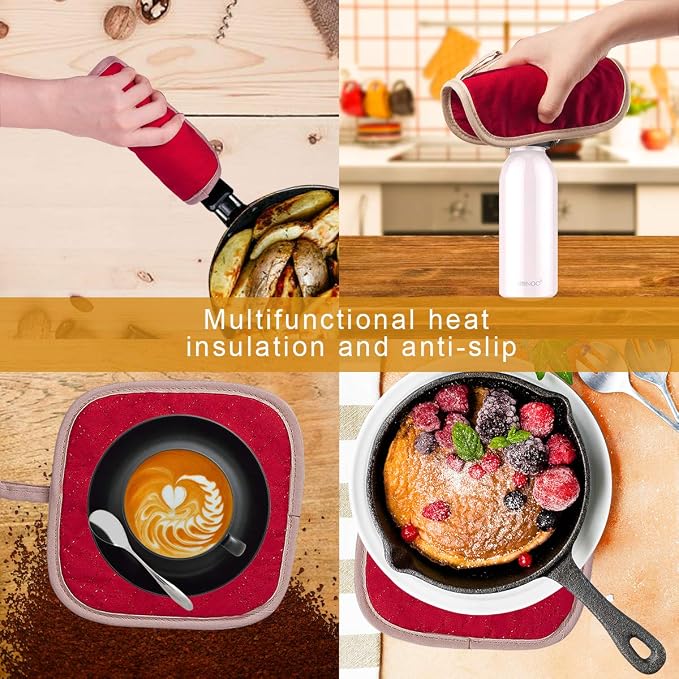 4Pcs Oven Mitts and Pot Holders Set, 572F Heat Resistant Oven Glove, Soft - Image 4