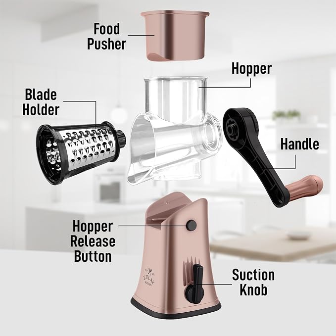 Zulay Kitchen Rotary Cheese Grater 5 Blade Cheese Shredder - Image 8