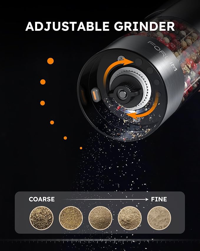 FORLIM Electric Salt and Pepper Grinder Set, USB Rechargeable, Automatic Salt - Image 8