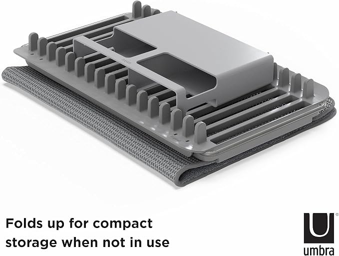 Umbra Udry Dish Rack and Microfiber Drying Mat – Space-Saving Design Folds Up - Image 6