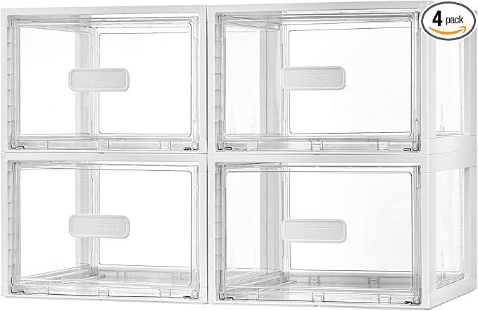 Vtopmart 4 Pack 18QT White Stackable Storage Drawers, Easily Assemble Closet by Vtopmart