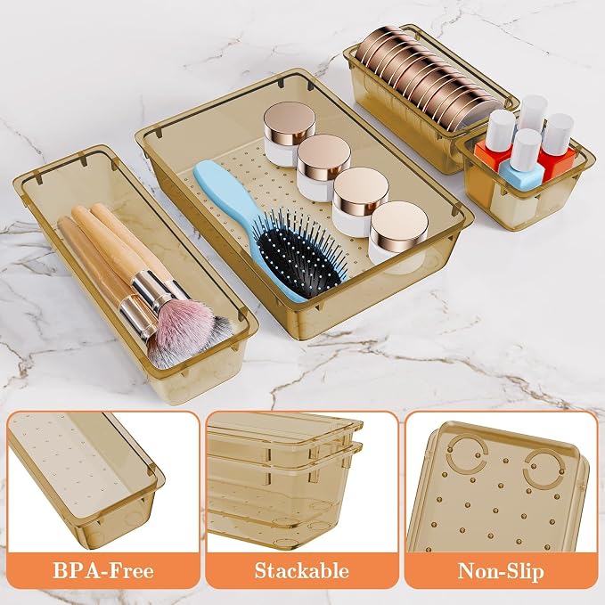 SpaceHacks 25 PCS Plastic Drawer Organizer Set, 4-Size Versatile Organizer - Image 3
