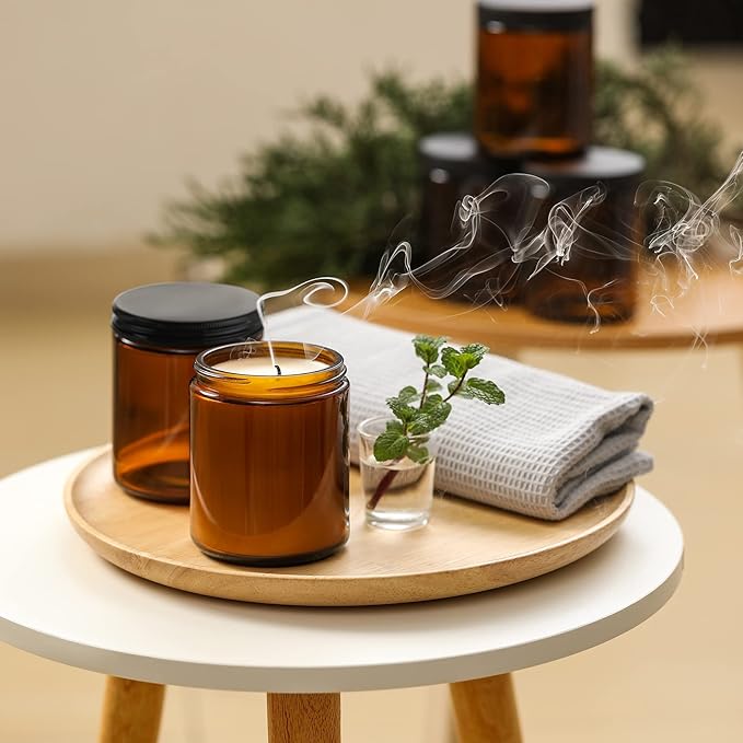 24 Pack, 8 OZ Thick Amber Candle Jars - Image 4