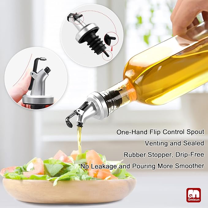 GMISUN Olive Oil Dispenser And Vinegar Bottle 3 Pack 17oz, - Image 3
