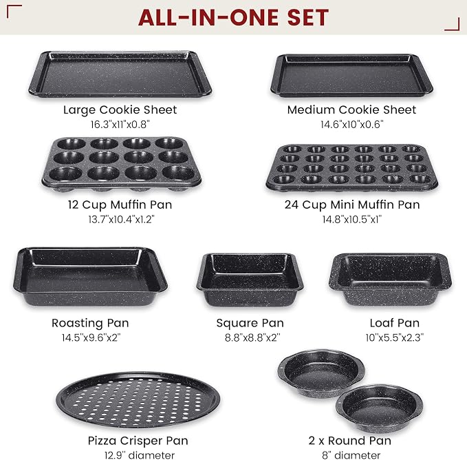 Terlulu 10-Piece Baking Pans Set, Bakeware Sets Nonstick, Baking Set - Image 2
