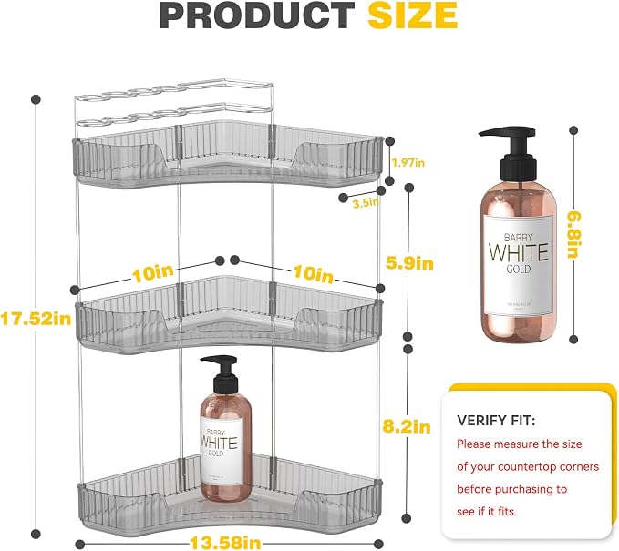 Asayuee 3-Tier Corner Bathroom Counter Organizer - Image 2