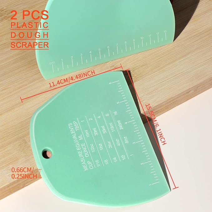 Teenitor 2 Pieces Dough Scraper, Plastic Dough Cutter, Bread Scraper - Image 2