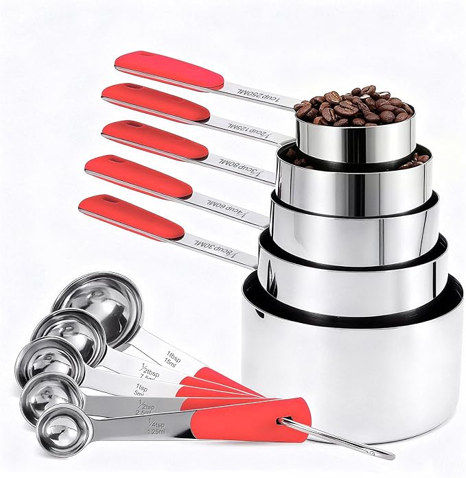 Bopei Measuring Cups and Spoons Set Stainless Steel 10 Piece by Bopei