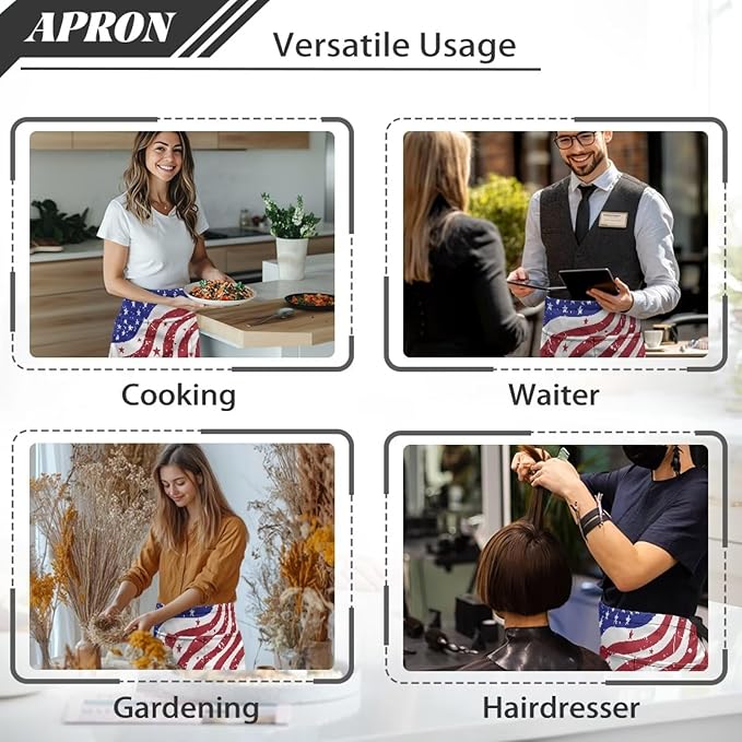 Server Apron with 3 Pockets, Waterproof Oil Waitress Waiter Half Apron - Image 5