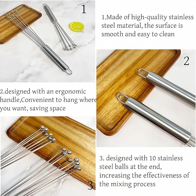 2 Pieces 10.23inch Stainless Steel Ball Whisks, Durable Manual Egg Beater - Image 7